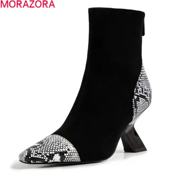 MORAZORA 2020 m. natūralios odos batus, mados aukšti kulniukai maišyti spalvas, ponios batai rudens-žiemos batai moterims