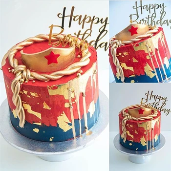 1Pcs Happy Birthday Cake Toppers Akrilo Laišką Gimtadienio Tortas, Papuošimai