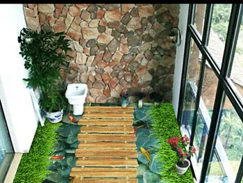 3d vonios kambario apmušalai atsparus vandeniui Gėlių, medienos valdybos kelias 3d grindys Namų Puošybai pvc 3d tapetai