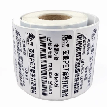 Etiketė, Lipdukas 90*60 mm 10000 vnt/Roll Šilumos Perdavimo Sidabro PET Etiketės Matinis brūkšninių kodų, elektroninių produktų etiketės spausdinimo