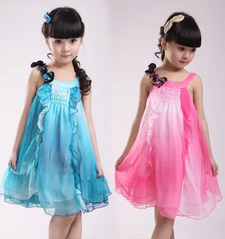 Korėjos mados Mergaičių vasaros suknelės šifono princesė dress vaikams apsirengti vaikams Drabužių fabrikas realizavimo