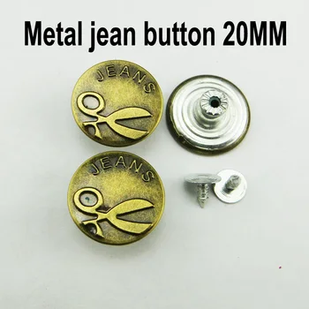 30PCS 20MM žirklės jean bronzos tonas metalo džinsai mygtukas apvalius mygtukus prekės ženklo drabužių priedų JMB-190