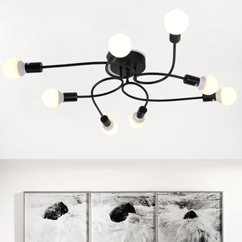 Modernus nordic stiliaus asmeninį juodasis geležies eglute filialas lubų apšvietimo tyrimas miegamojo kambarį lubų šviesos lempos