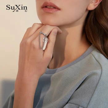 SuXin 2020 naujas mados sidabro šviesą punk hip-hop grandinės reguliuojamas žiedas piršto žiedas papuošalai moterims, dovana