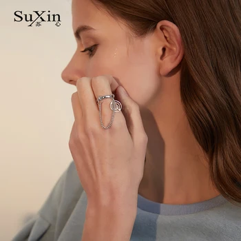 SuXin 2020 naujas mados sidabro šviesą punk hip-hop grandinės reguliuojamas žiedas piršto žiedas papuošalai moterims, dovana