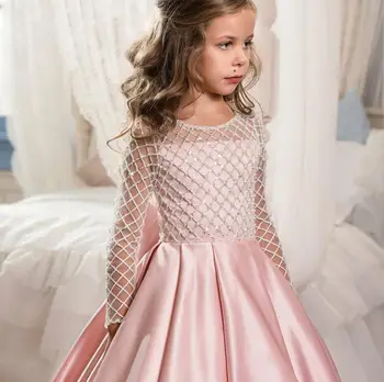 Merginos Vestuvių Suknelė Mergina Šalis Suknelė Rožinės spalvos Balta Grynasis Bendras Kamuolys Suknelė Mergaitė Princesė Suknelė Drabužius vaikams 2-13 metų