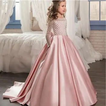 Merginos Vestuvių Suknelė Mergina Šalis Suknelė Rožinės spalvos Balta Grynasis Bendras Kamuolys Suknelė Mergaitė Princesė Suknelė Drabužius vaikams 2-13 metų