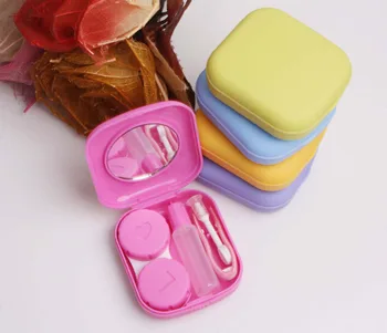 Nešiojamų Mielas Mini Kontaktinių Lęšių Dėžutė Plastikinė Kišenė Konteinerių Atveju su Veidrodžiu Akis Priežiūros Akinius Travel Kit 1 Set