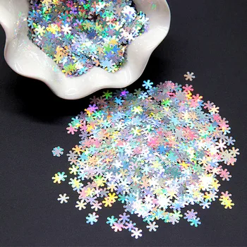 PET Plono Lazerio Sidabro Dot Star Gėlių Snowfake China Paillettes Nails Art Vestuvių papuošalai Kalėdų Konfeti 8g