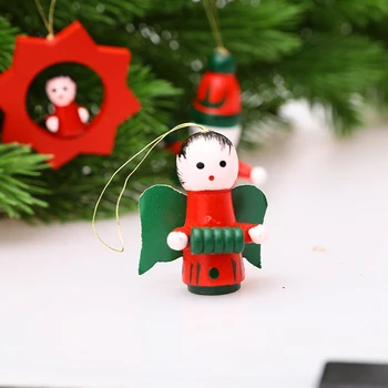 AFBC 24Pcs Kalėdų Medžio Kabo Karolius, Mini Medinių Kalėdų Atmosferą Apdailos Atostogų Lėlės, Žaislai, Namų, Šalies naujieji Metai