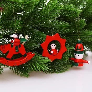 AFBC 24Pcs Kalėdų Medžio Kabo Karolius, Mini Medinių Kalėdų Atmosferą Apdailos Atostogų Lėlės, Žaislai, Namų, Šalies naujieji Metai