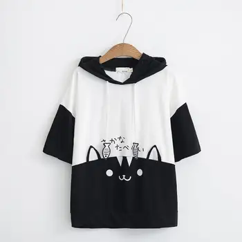 Harajuku kawaii hoodies trumpomis rankovėmis palaidinukė asmenybės kratinys hoodie streetwear negabaritinių moterų drabužiai atsitiktinis hoddies