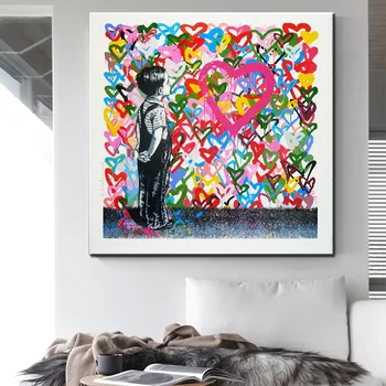 Grafiti Drobė Art Prints tapybos sienos meno plakatas Pop apdailos nuotraukas meilės Gyvenimą sienos meno dekoratyvinis Miegamasis ir studijuoti kambarys