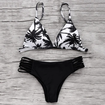 50Pcs/Daug Vasaros Lapų Spausdinta Bikini Nustatyti Moterų Paplūdimio Mados maudymosi kostiumėlį
