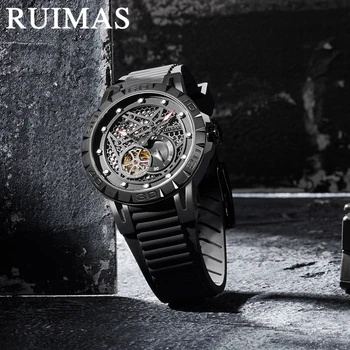 BAOGELA naujas Top Brand Prabangūs vyriški Laikrodžiai Skeletas Automatinis Mechaninis laikrodis Vyrams, Vandeniui Laikrodis 6772 juoda