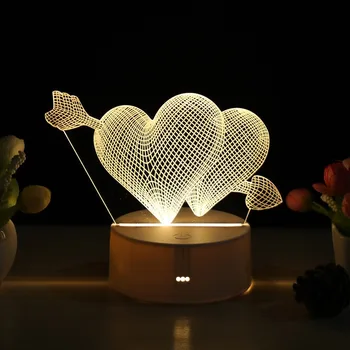 Kūrybos Dovana 3D Vaizdo LED Nakties Šviesos Spalva Keičiasi Miegamojo Lovos Touch Baterijos Iliuzija Stalo Lempa Namų dekoro