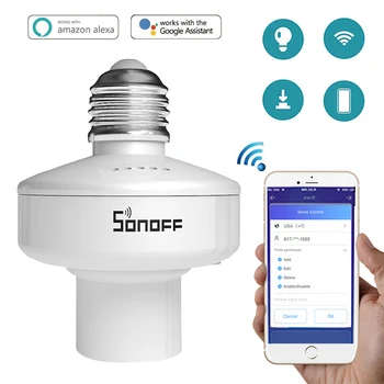 Sonoff SlampherR2 433MHz RF Smart WiFi Šviesos Turėtojo E27 Lemputės Laikiklį Interruptor Wifi Jungiklio, Smart Namo Alexa 