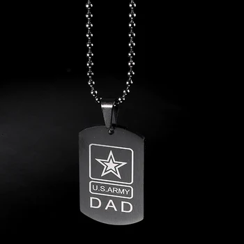 RIR JAV Armijos Tėtis Ir Mama Jungtinių amerikos valstijų Karinių Papuošalai iš Nerūdijančio Plieno zodiako Ženklas Kareivis Karoliai Juoda