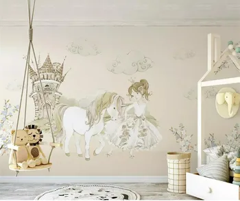 Svajonė mados trimatis dekoratyvinis dažymas tapetų grožio ir Vienaragis vaikų kambario fonas