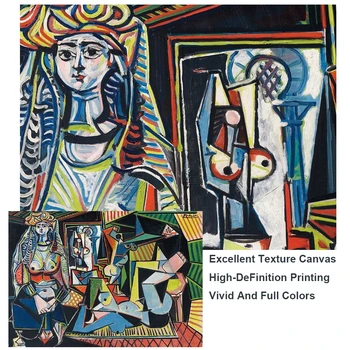Pablo Picasso Les femmes d'Alger Drobės, Paveikslai, Reprodukcijos Garsaus Meno Drobė Menas, Plakatų Ir grafikos Sienos Menas Nuotraukas
