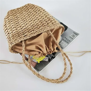 Nauja knyga virvę rankinėje mados pečių maišą Britų vėjo moterų žolės audimo keliauti atostogų paplūdimio krepšys