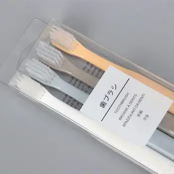Minkštas dantų šepetėlis 4pcs dvigubo bambuko anglis burnos priežiūros nano