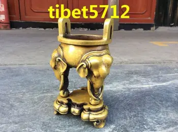 Tibeto Budistų bronzos dramblys statula Smilkalų degiklis & Smilkalų Turėtojai 17 cm, Sodo Puošmena realių Tibeto Sidabro, Žalvario