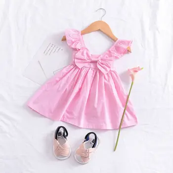 9M-3T Bamblys Vaikams Baby Girl Pynimas Lankas Suknelė Princesė Trumpas Rankovės Vaikų Drabužius, Vasaros Suknelė Komplektus 2019