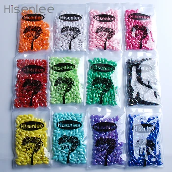 Hisenlee Akrilo 12 spalvų subtilus 6*12mm 100 vnt./maišas Ryžių formos Gražių Karoliukų blizgančios Granulių (Diafragmos 1.5 mm)