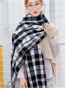 Naujas žiemos tinklelio imitacija kašmyro šalikas moterų temperamentas han edition šiltas Japonijos žiemos skara skara kutas joker GY012