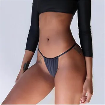 Karšto Brazilijos Įžūlus Bikini Bottom 2019 Moterų Juodas Diržas Paplūdimio Strappy Užpakalis Trumpas Scrunch Apynasrio String Mikro Kelnaitės