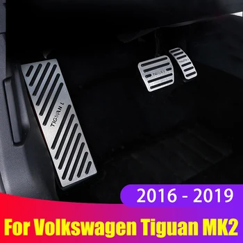 Aliuminio Automobilių Pedalu Kuro Stabdžių Pedalą Poilsio Pedalo ir Dangtis Volkswagen VW Tiguan 2 MK2. 2016 m. 2017 m. 2018 m. 2019 m. 2020 Priedai