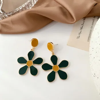 Mados ir Paprasta Tabaluoti Auskarai Moterims, Lašas aliejaus gėlių elegantiškas retro žalia auskarai Papuošalai