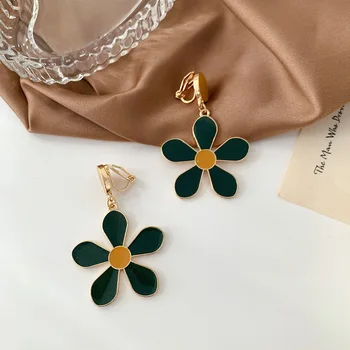 Mados ir Paprasta Tabaluoti Auskarai Moterims, Lašas aliejaus gėlių elegantiškas retro žalia auskarai Papuošalai