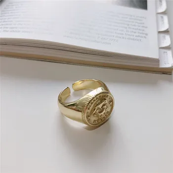 POFUNUO 925 Sterlingas Sidabro Europos Minimalistinio Aukso Gyvūnų Kaukolės Prašmatnus Žiedai Merginos Stilingas Paprasta Madingi Pirštų Žiedai