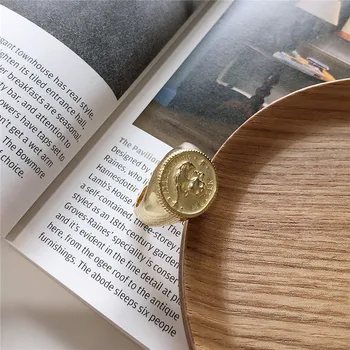 POFUNUO 925 Sterlingas Sidabro Europos Minimalistinio Aukso Gyvūnų Kaukolės Prašmatnus Žiedai Merginos Stilingas Paprasta Madingi Pirštų Žiedai