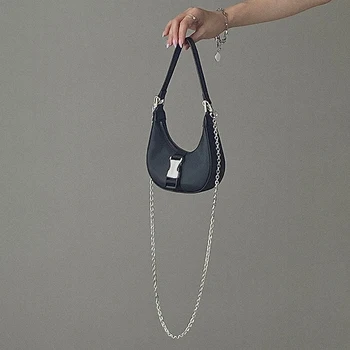 Mados Diablo mini nailono pusmėnulio maišą naujų peties grandinės pažastų maišelį nešiojamų moterų krepšys 