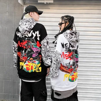 Harajuku Spalvos Bloką Kratinys Hoodie Vyrų Spausdinti Megztinis su Gobtuvu Palaidinės Streetwear 2020 Mens Hip-Hop Atsitiktinis Hoodies WY132