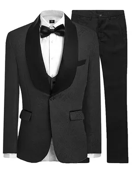 Naujas geriausią vyro skara atvartas jaunikis smokingas vyrų kostiumas vestuvių geriausių vyrų kostiumas striukė (striukė + kelnės + kaklaraištis + liemene)