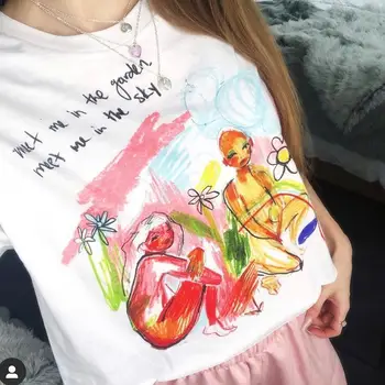 Pokemon Derliaus korėjos pop Estetinės moteriški marškinėliai Womenswear Gotikos Pasėlių Viršuje Moterų Grafiti Spausdinti 2020 Mados