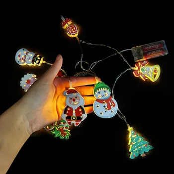 1,6 M 10LED Santa Claus Sniego LED String Linksmų Kalėdų Dekoracija Namuose Kalėdų Eglutė Pakabukas Naujųjų Metų Šaliai Girliandą Noel