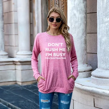 JFUNCY Laišką Print Long Sleeve T Shirt Moterų Rudenį Puloveris Lady Prarasti Tee Marškinėliai Moteriška Viršūnės, Plius Dydis Moteris, Atsitiktinis marškinėliai