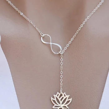 Aukso lotus flower papuošalai karoliai ant kaklo nerūdijančio steelwomen s grandines ant kaklo partijos karoliai, aukso accesories