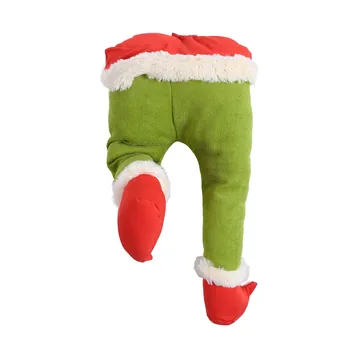 Juokinga Netikras Kojas Kalėdų Eglutės Kabinti Ornamentu Santa Claus Pliušinis Žalia Kojų Protezus, vidaus Apdaila