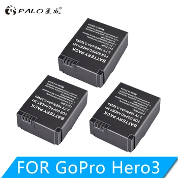 3pcs/ daug 1600mAh akku Go Pro hero 3/3 + baterijos AHDBT-301 AHDBT301 AHDBT-201 dėl gopro HERO3 gopro3 3 + dalys, didmeninė prekyba