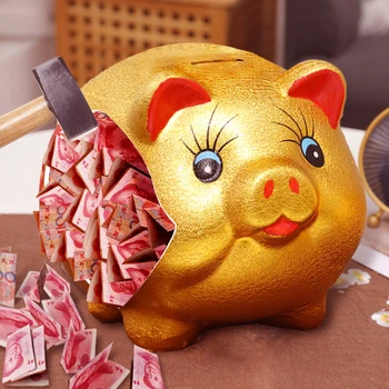 Aukso Kiaulių Piggy Bank Keramikos Kalėdų Dovanos, Didelės Talpos Pinigų Dėžės Pinigų Saugus Vaikams Mielas taupyklė Gimtadienio proga DA60CXG