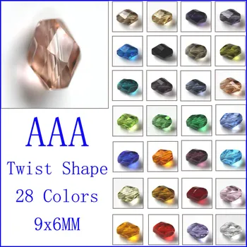 9x6MM AAA Krištolo Twist Alyvuogių Granulėmis(100vnt/Lot), Ovalo formos Mados Stiklo Granulių Twist Alyvuogių Granules Drabužių Priedai