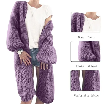 Moteris Rudens-Žiemos Drabužių Atsitiktinis Ilgomis Rankovėmis Cardigan Megztiniai Kailis Femme Šiltas Ilgas Paltas Ilgas Megztiniai Megztinis