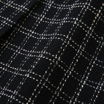 2020 m. pavasarį, rudenį moterys pledas tvido sijonus OLIS aukšto juosmens mygtukai-line, sijonai, juoda y528