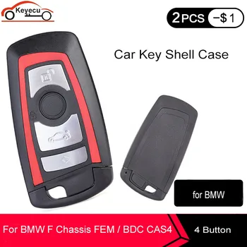 Keyecu Raudona Pakeitimo Smart Nuotolinio Automobilio Raktas su Lukštais Atveju Būstas 4 Mygtuką BMW F Chass 5 7 Serijos FEM/BDC CAS4 CAS4+ 2009-2017